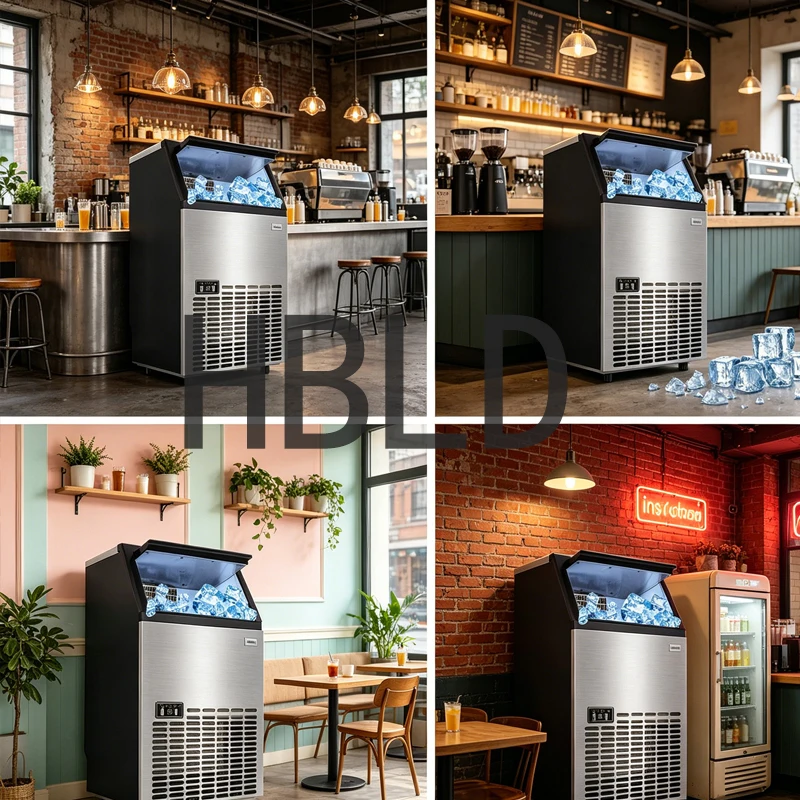 Vertical Electric Ice Maker Stainless Steel Fully Automatic High Quality Large Capacity Household Appliance