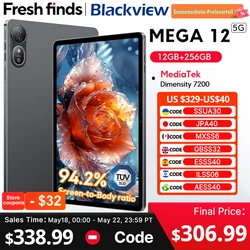 Blackview MEGA 12 Tablet 5G Dimensity 7200 CPU 12.2