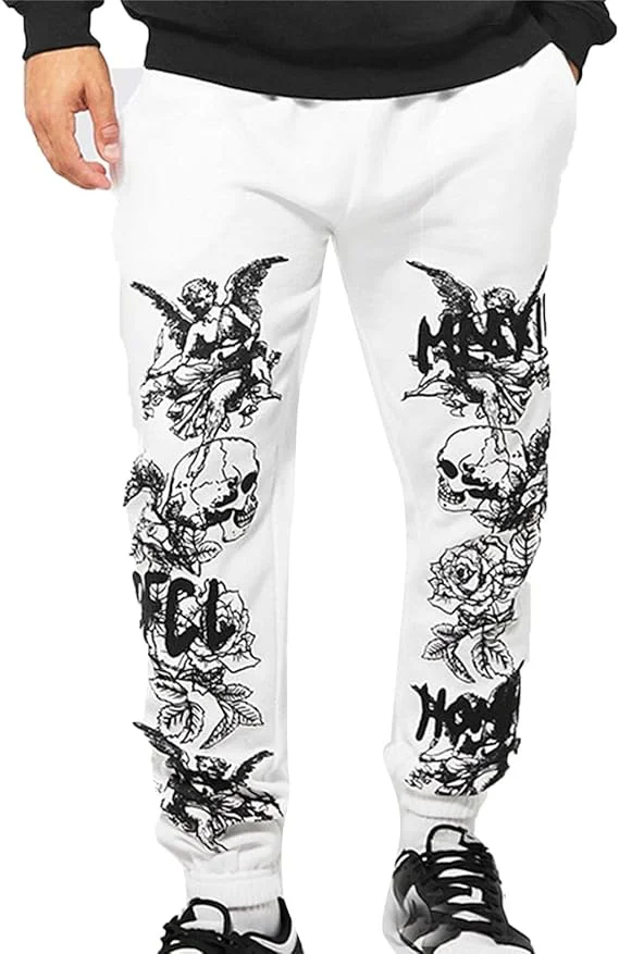 

Dark Angel Graffiti Jogger Pants High Street 3D Printed Sweatpants Trendy Men's Casual Streetwear Loose Sports Pants