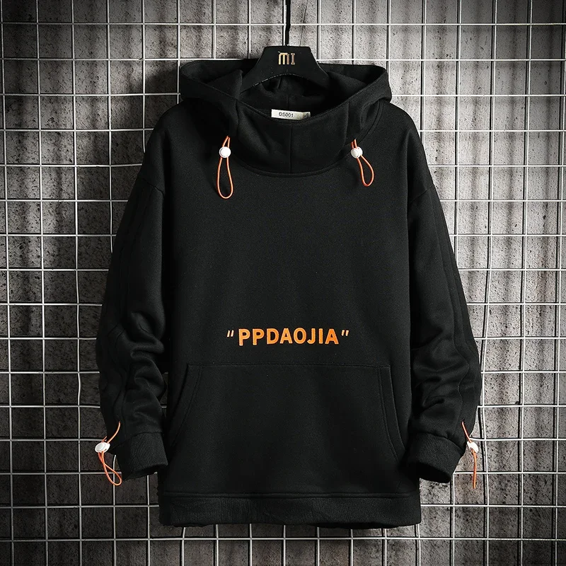 

Autumn 2023 Casual Mens Hip Hop Hoodies Sweatshirts Streetwear Black White Fashion Outwear