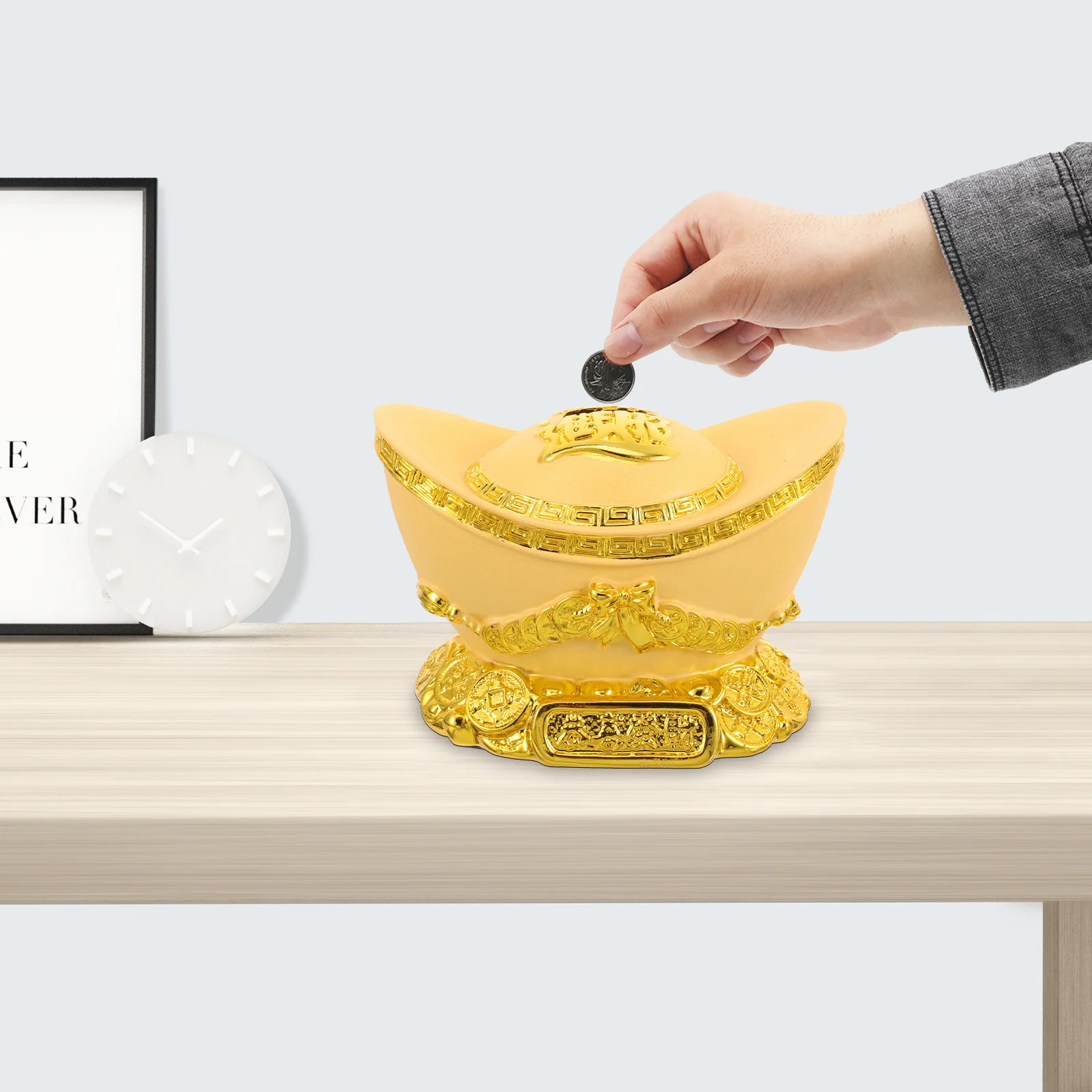 

Gold Shaped Resin Piggy Bank Adult Money Bank Decor Savings Box For Home Office Desktop Coin Jar Cash Holder