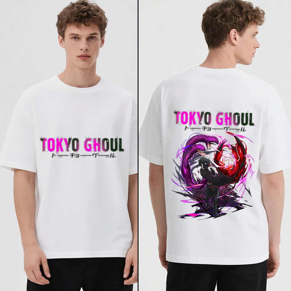 Хлопковая футболка с принтом аниме «Токийский гуль Канеки Кен» для мужчин и женщин, повседневная удобная посадка, мягкая футболка для повседневной носки Хлопковая футболка с принтом аниме «Токийский гуль Канеки Кен» для мужчин и женщин, повседневная удобная посадка, мягкая футболка для повседневной носки