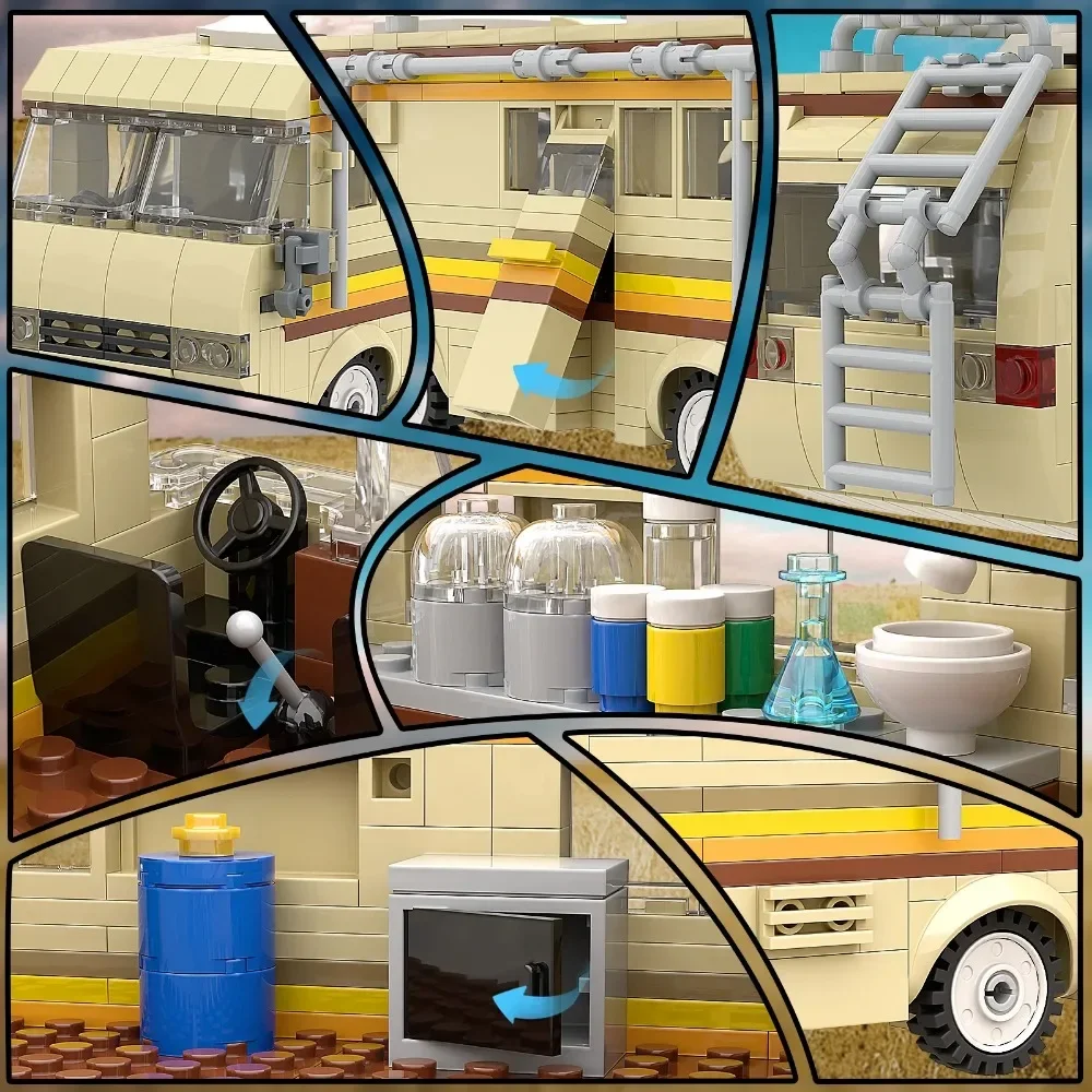 360Pcs Film MOC Breaking Bad RV Bus Auto Modell Bausteine Edacational Ziegel Spielzeug für Kinder Geburtstag Geschenk – Detail 8