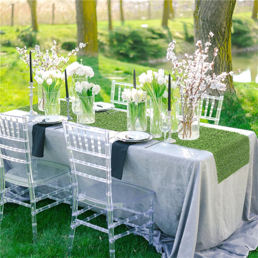 

Artificial Grass Table Runner 50x180cm Mint Green Decorative Tablecloth for Home Party Wedding Coffee Mat Protector