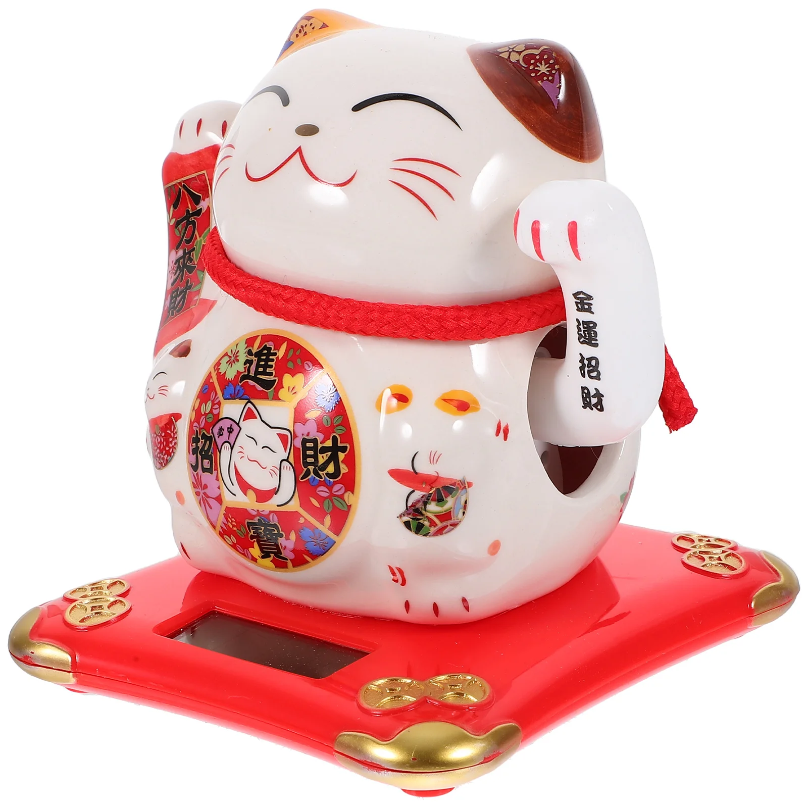 Japanese Maneki Neko Cat Solar Lucky Exquisite Animals Decor Dashboard Waving Moving Arm Car Welcoming