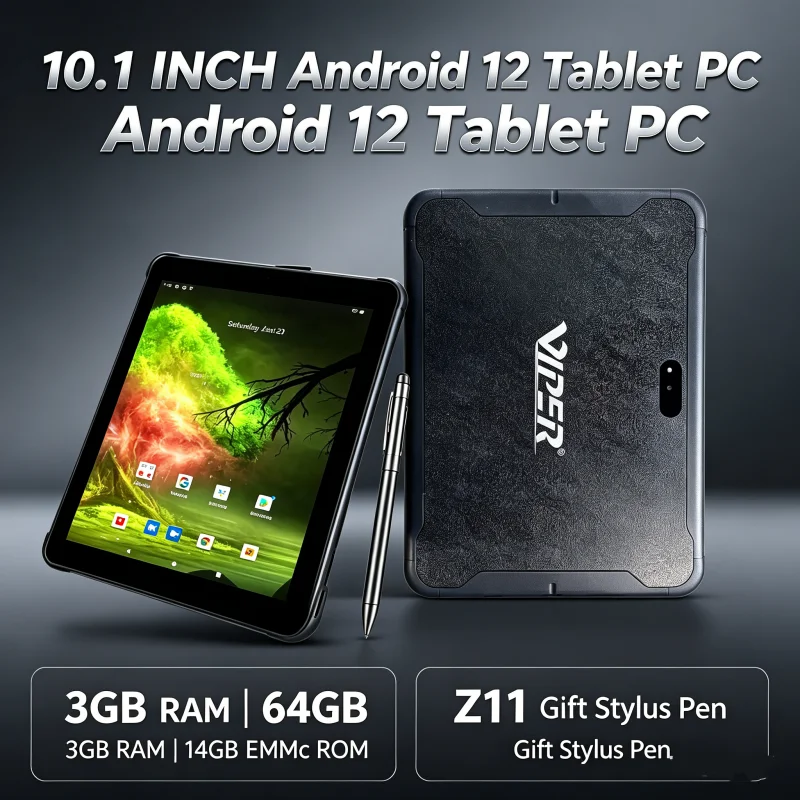 10.1인치 T10 태블릿 PC 3GB RAM 64GB EMMc ROM Z11 안드로이드 12 MT8168 태블릿 PC 카메라 타입-C USB WIFI G+G 선물용 스타일러스 펜