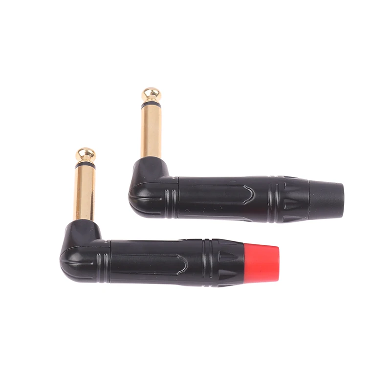 Brass Gold Plated 1/4 Inch Plug Microphone Connector Right Angle Jack 6.35MM Mono 6.5MM Male Connector