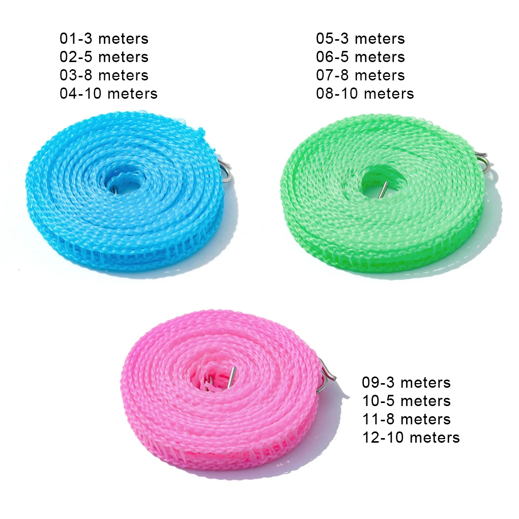 3 5 8 10M Clothesline Washing Portable Clothes Line Barrier Nonslip Quilt Airing Rope Outdoor Household Indoor Hangers