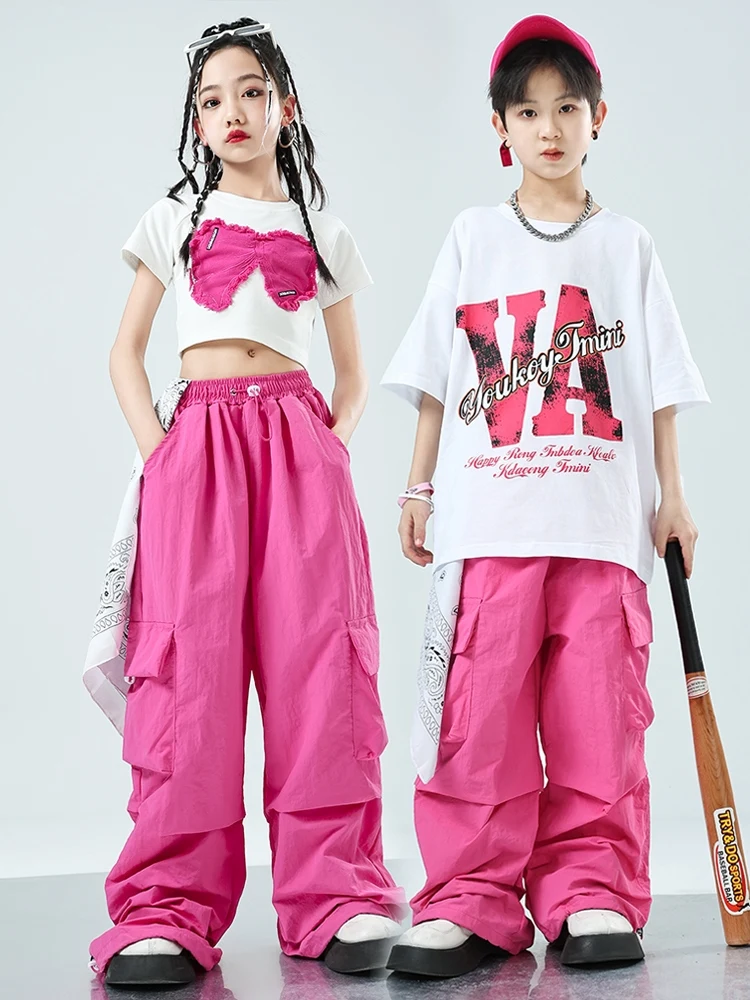 Vêtements de danse Hip Hop pour enfants, tenue de danse de rue pour filles, pantalons roses Y-adt, vêtements de compétition pour garçons, BL12721, été