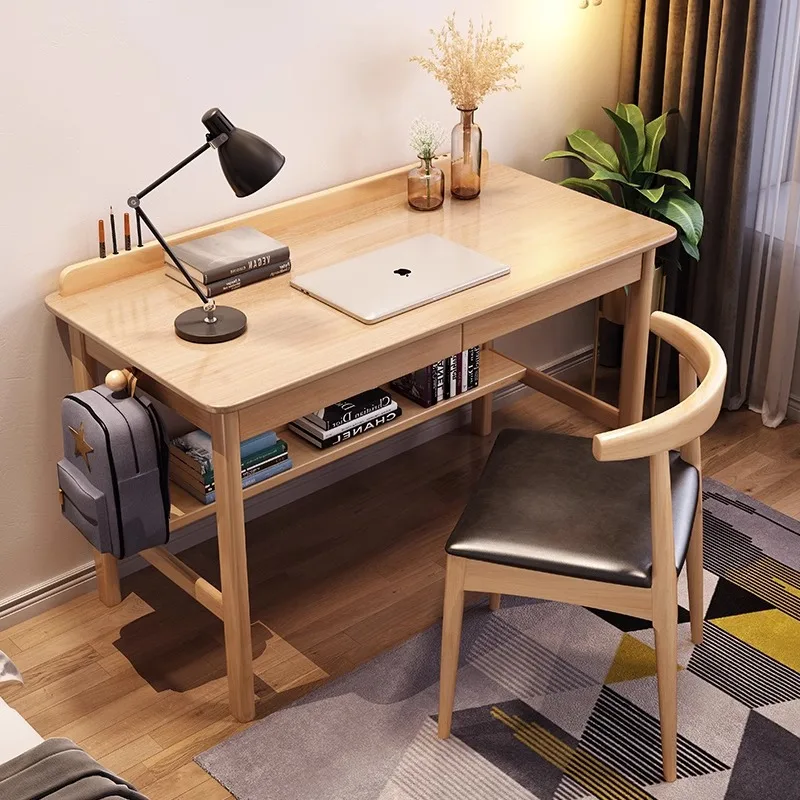 Solid wood desk, office drawer study table, student home writing desk, solid wood model