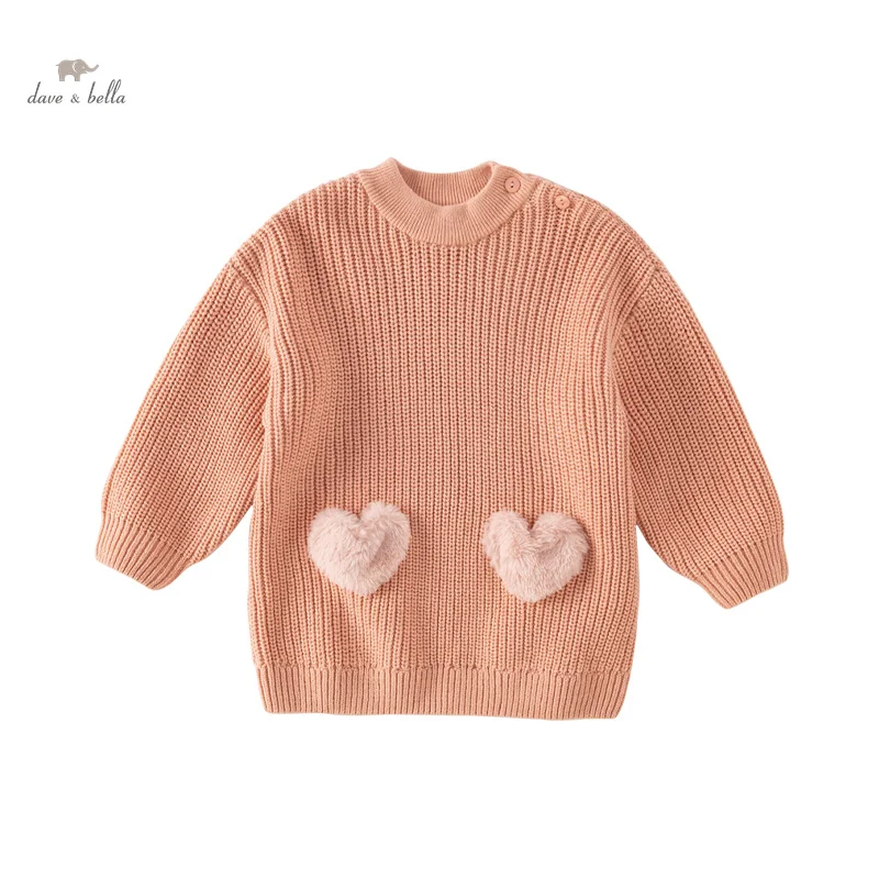 

Dave Bella 2023 New Autumn Winter Girls Baby Children Top Knitted Sweater Pullover Fashion Casual Sweet Undershirt DB4238420