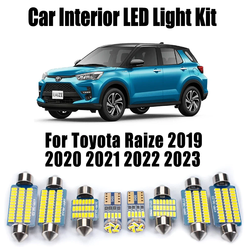 10Pcs For Toyota Raize 2019 2020 2021 2022 2023 License Plate Bulb LED Interior Map Dome Trunk Light Kit Canbus Car Accessories
