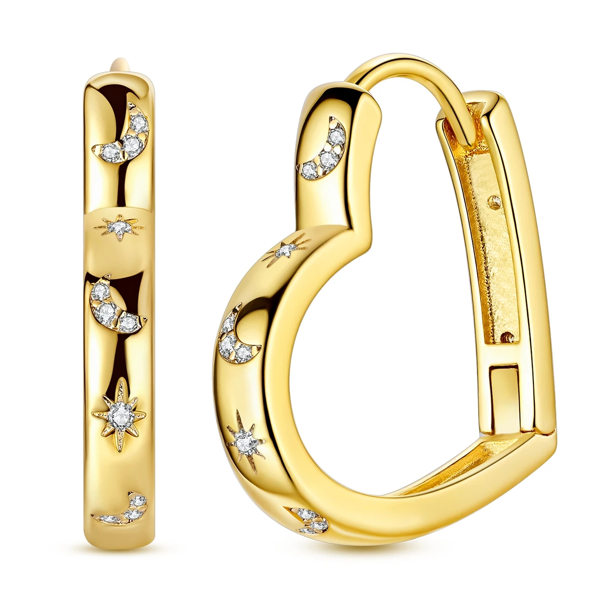 

Hoop Earring 925 Silver Gold Heart Shape Pendientes For Woman Original Jewelry