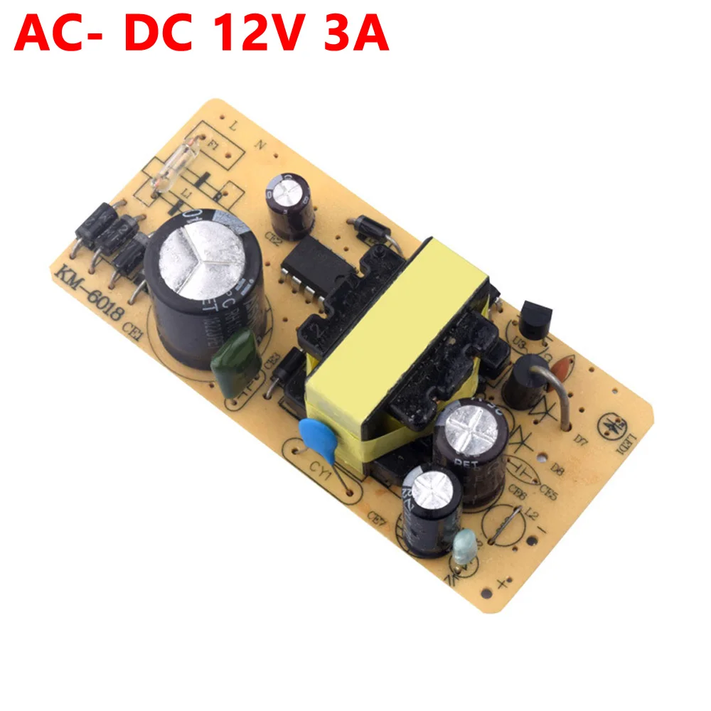 

AC- DC 12V 3A 36W Switching Power Supply Module Bare Circuit 100V - 240V to 12V DC Board for Replace/Repair adapter connector