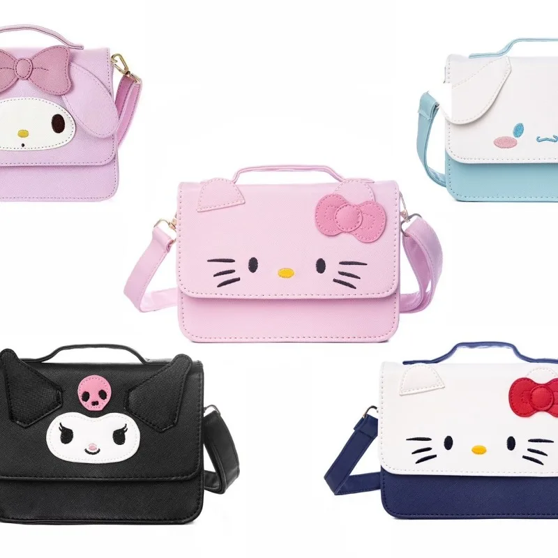 

Anime Cartoon Kawaii Kuromi Cinnamoroll PU Leather Storage Bag Portable Portable Lady One Shoulder Crossbody Bag Gift New Style