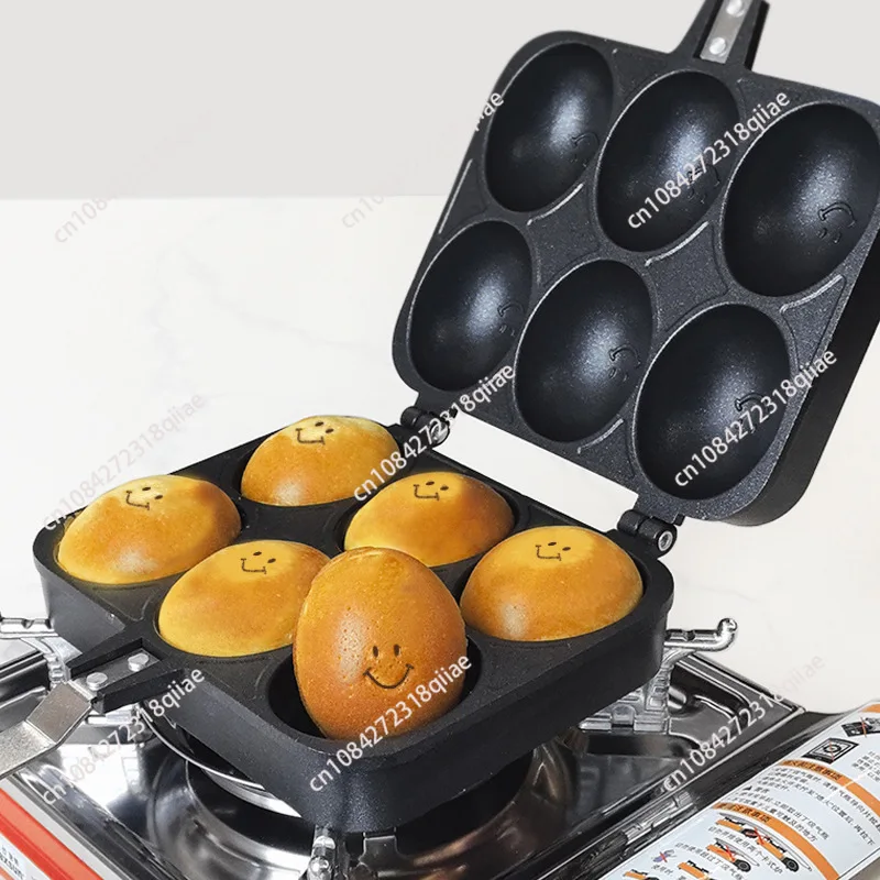 Smiling face egg waffle commercial cake mold gas baking pan egg waffle machine for home hong kong style egg waffle machine