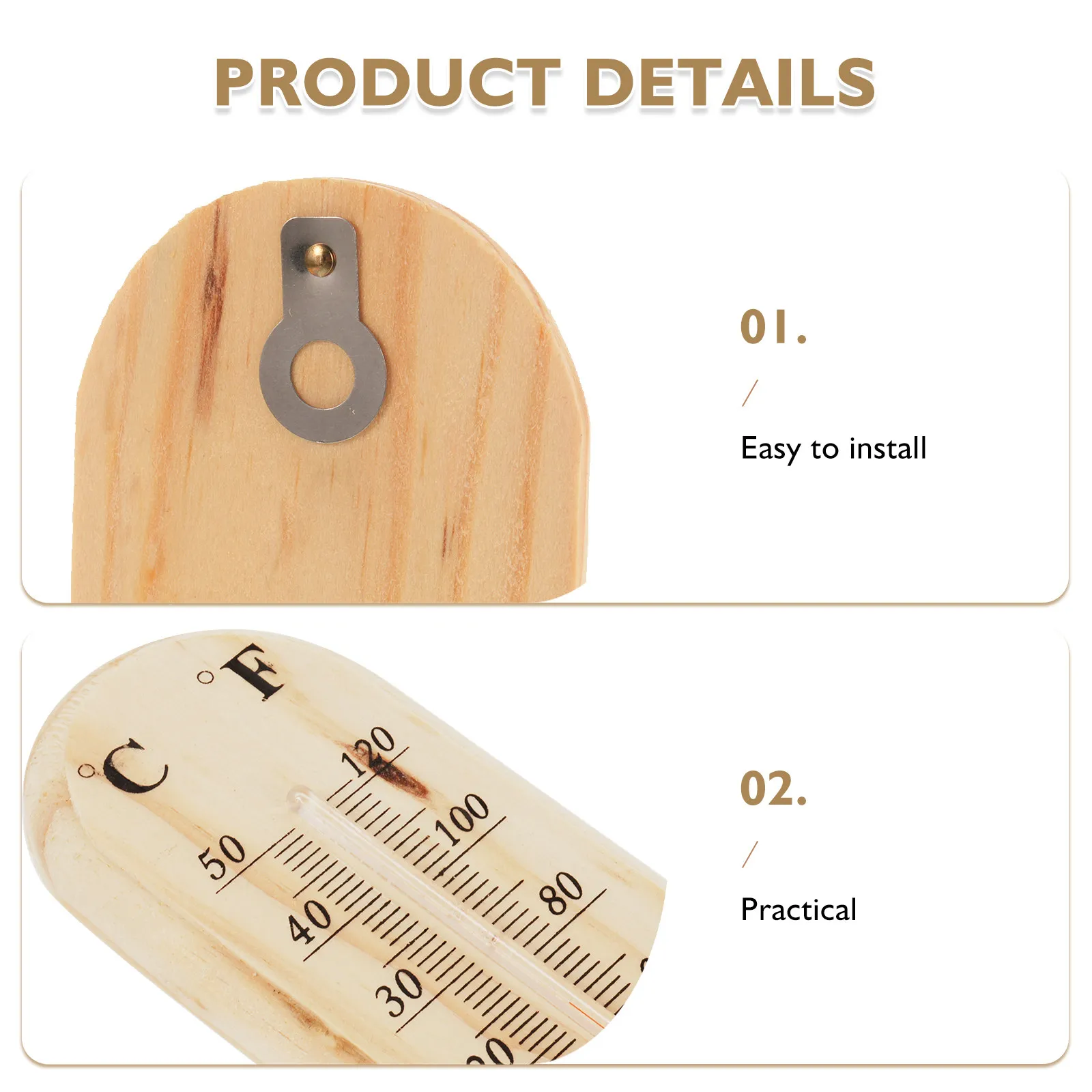 4Pcs Wood Wall Thermometer Traditional Hanging Analog Dual Scale Natural Pine Material for Wine Storage Brewing Fermentation