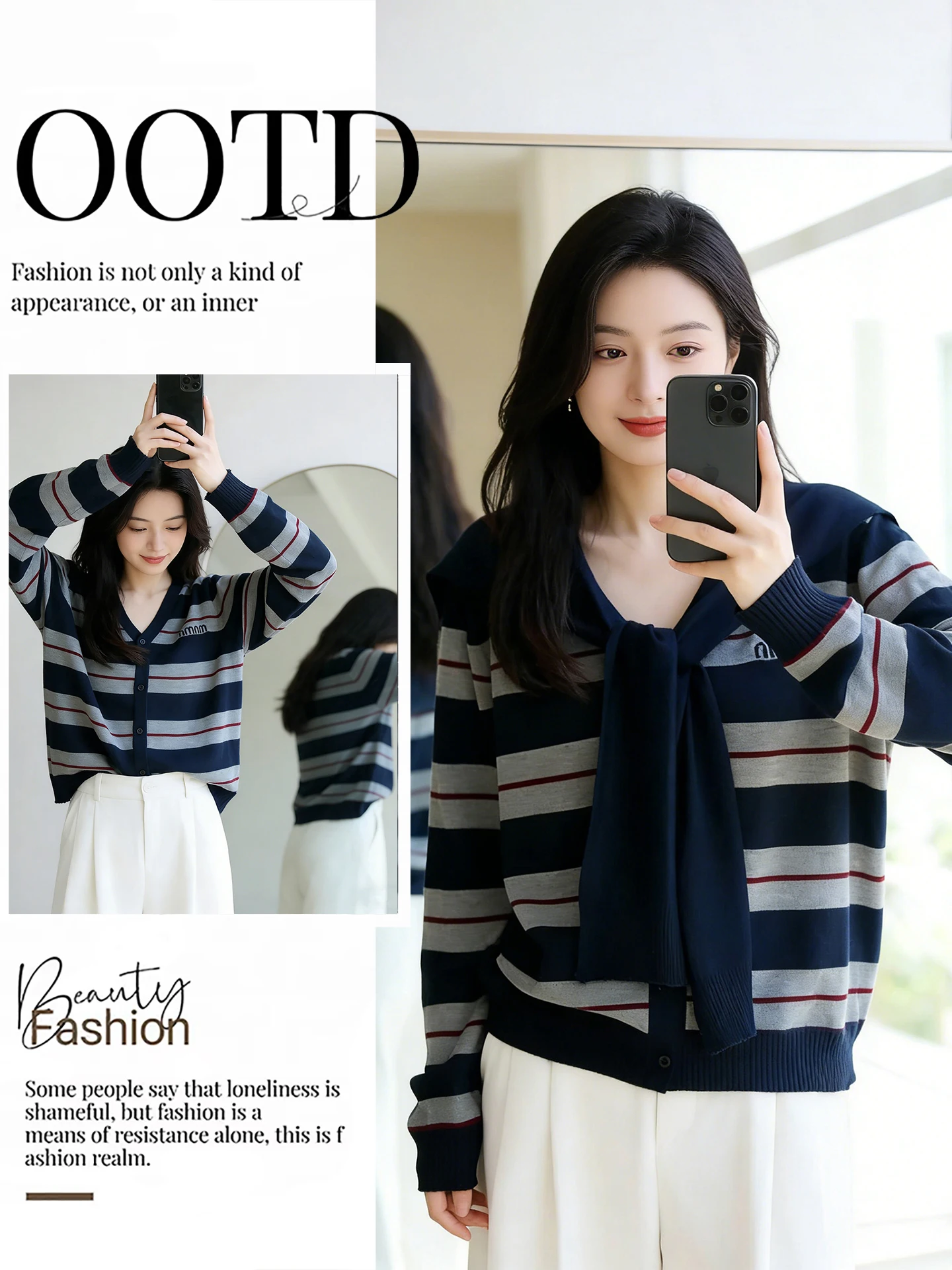 

Retro Korean Style Striped Knit Sweater Women's Slim Fit Lazy Fashion Shoulder Shawl Color Block Spring Autumn New Arrival
