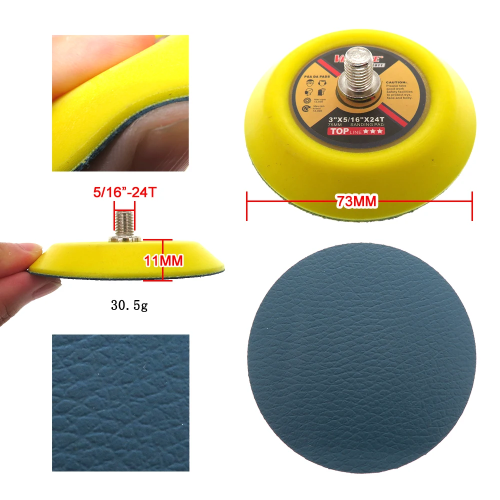 1''2''3'' Tampone abrasivo di backup PSA Levigatrice in vinile Piastra di supporto per smerigliatrice elettrica adesiva Utensili abrasivi Lucidatura e molatura