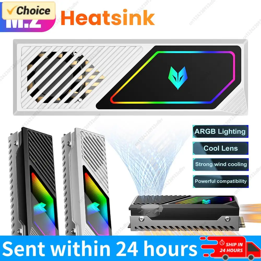 

M.2 2280 SSD Heatsink SSD Aluminum Alloy Radiator with Thermal Silicone Pad 5V 3 Pin ARGB Heat Sink Cooler Hard Drive Heatsink