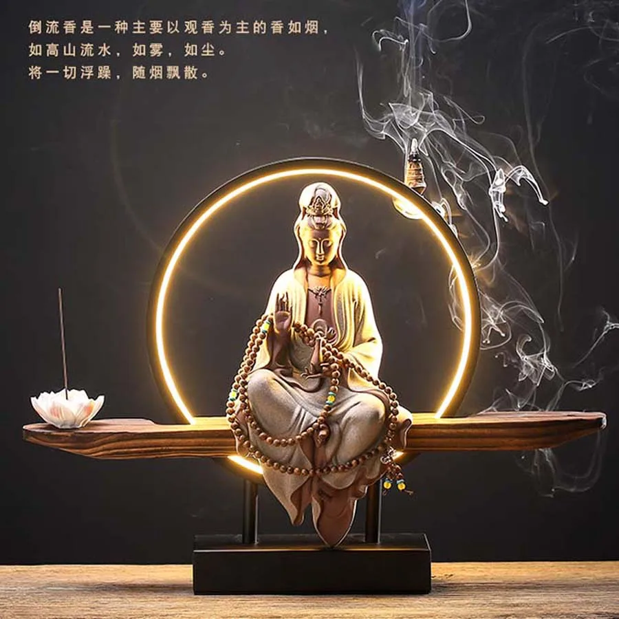 large HOME temple high grade Buddhist Buddha statue light Guanyin bodhisattva Buddha Ceramic statue bless safe health good luck