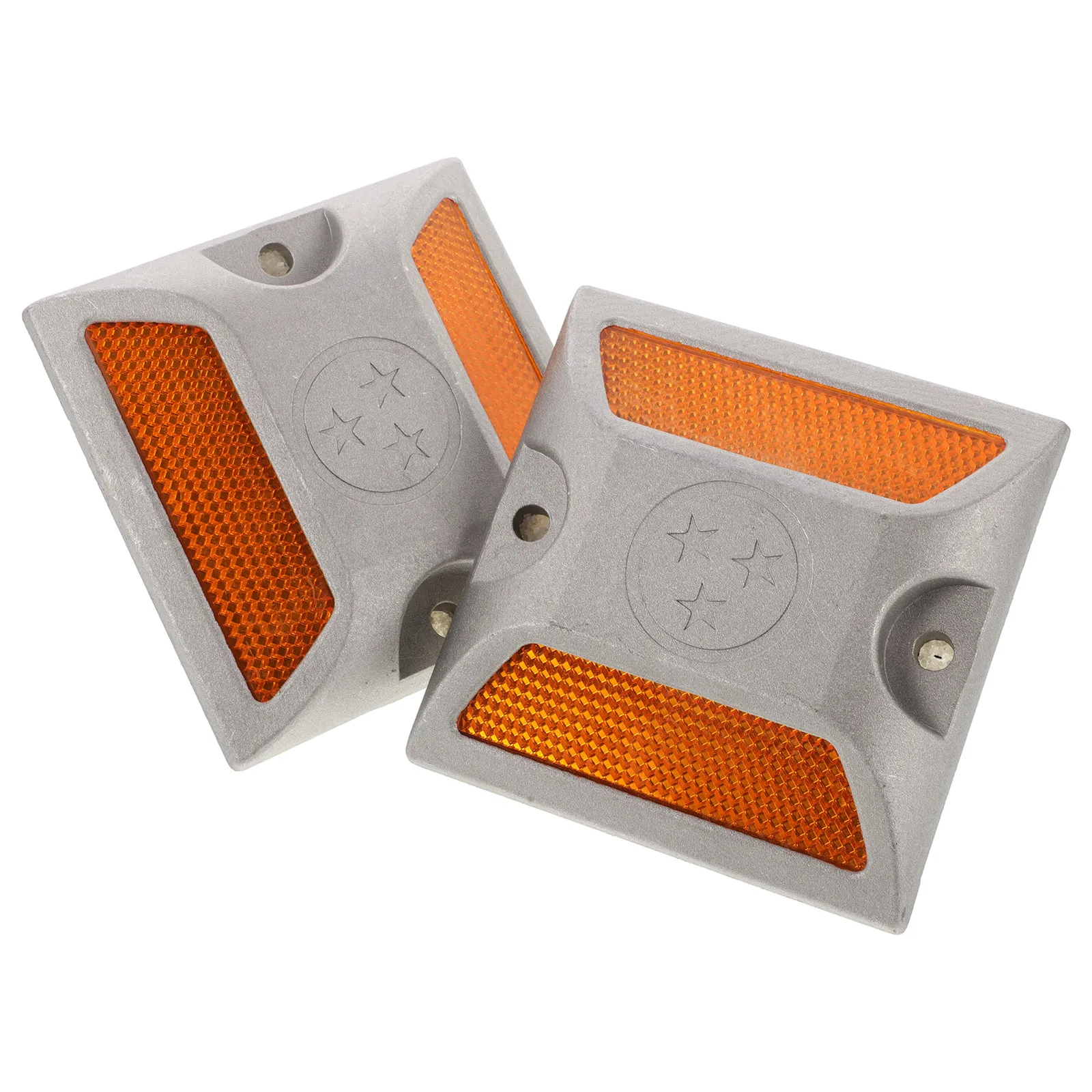 2Pcs Reflective Pavement Marker Cast Aluminum Road Stud High Visibility At Night for Driveway Highway Safety Use