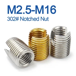 2/ 5/ 10pcs M2 M2.5 M3 M4 M5 M6 M8 ~M16 Galvanized/ Stainless Steel Thread Repair Insert Slotted Self-tapping Screw Sleeve Nuts