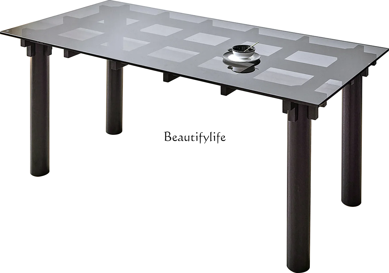 

yj9 Italian light luxury glass dining table transparent creative modern simple hotel home rectangular dining table