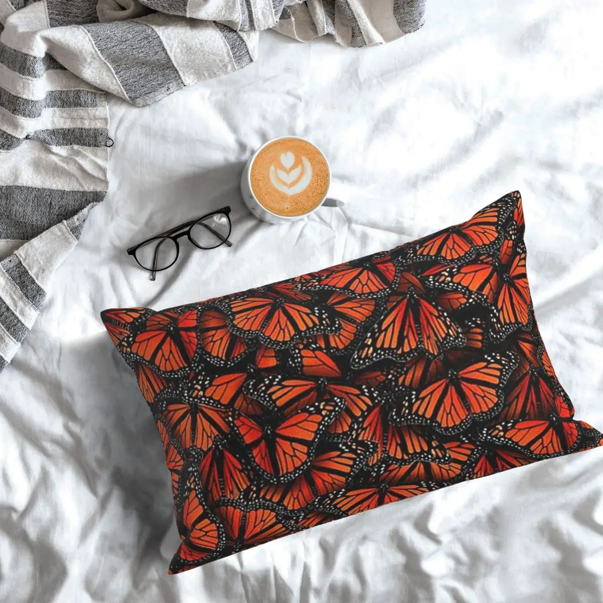 Orange Monarch Butterfly Rectangle Pillowcase Cushion Cover Decor Bedroom Bed Home Comfort Throw Pillow