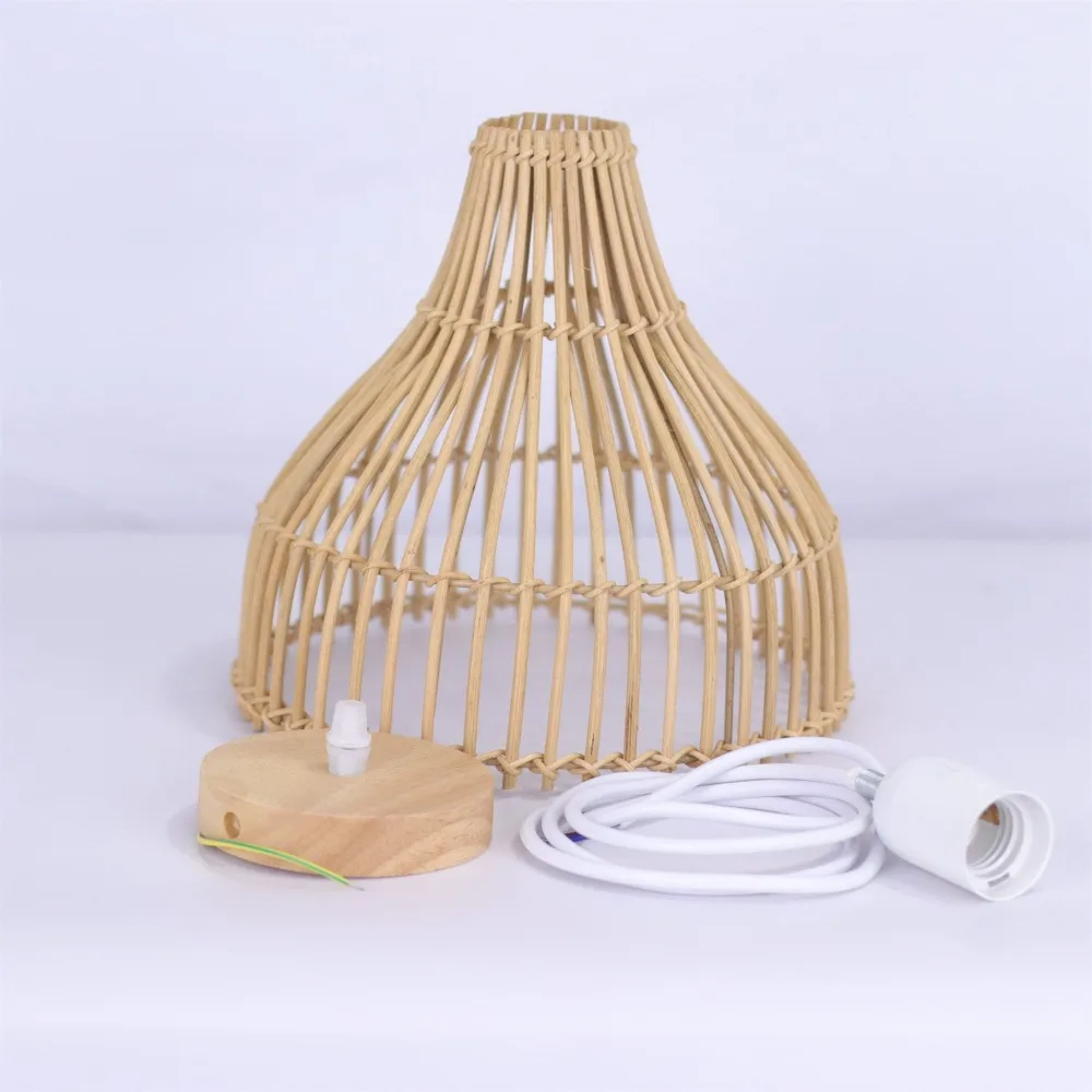 JOYINLED Vintage Rattan Pendelleuchte 24CM Handgewebter Kronleuchter aus Naturfaser für Wohnzimmer, Kücheninsel, Café-Dekoration – Detail 6