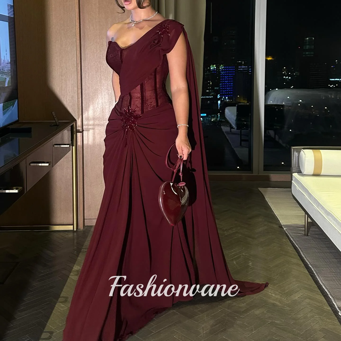 Luxury Evening Dress One Shoulder Sequins Beaded Prom Dresses Saudi Arabia Women's Formal Request Party Wedding Dress Customized