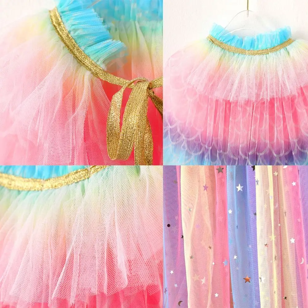 Beach Rainbow Christmas Halloween Girls Cloak Dress Up Props Princess Costume Sequins Shawl Colorful Gift Kids Coat