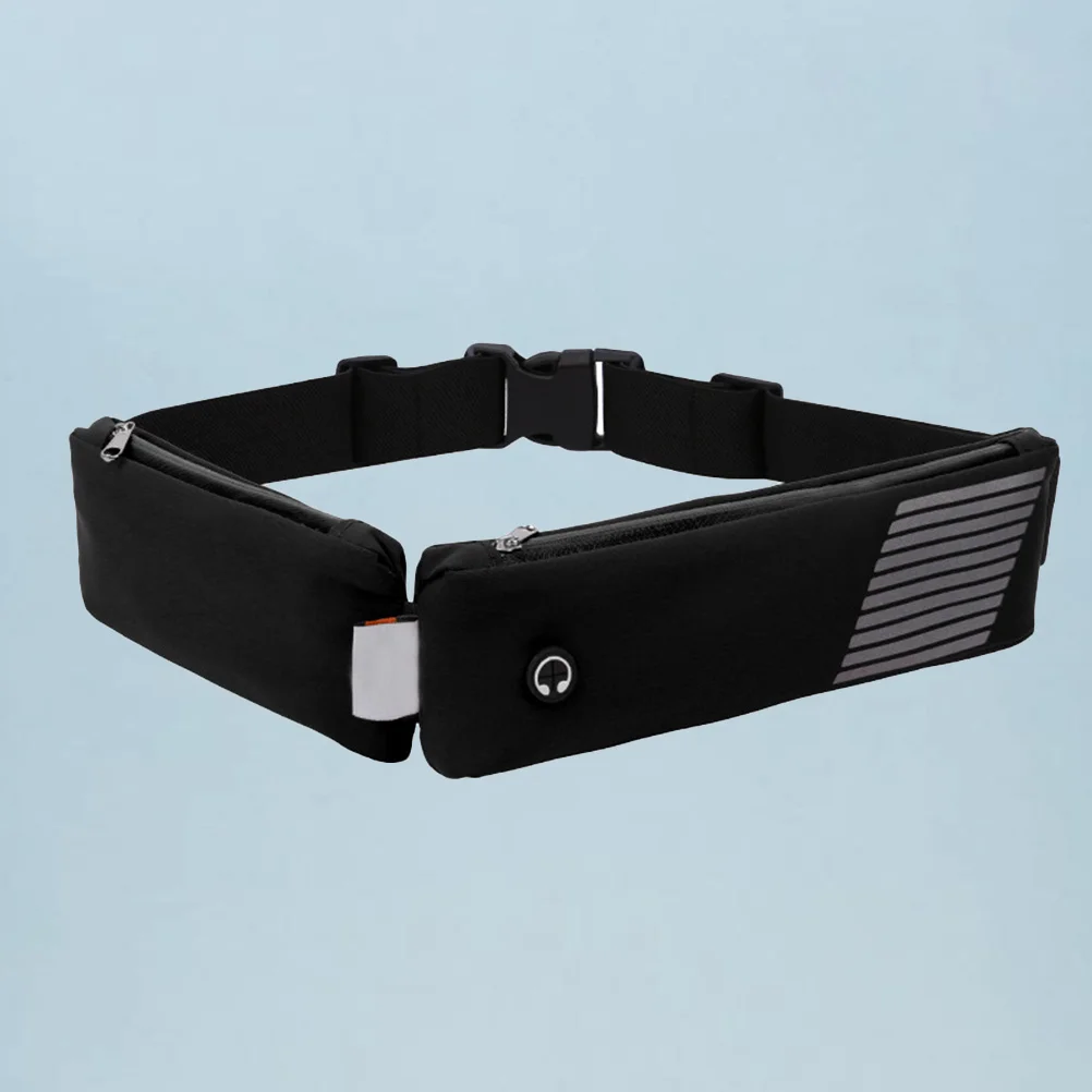 Outdoor Sports Waist Pouch Black Average Size Waterproof Running Belt Double Pocket Sweatproof Pocket Belt for Jogging Cycling