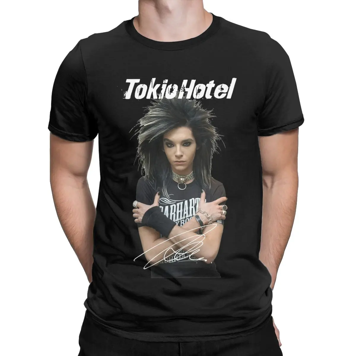 Funny Tokio Hotel Tom Kaulitz T-Shirt for Men Round Neck 100% Cotton T Shirts Short Sleeve Tee Shirt Summer Clothes