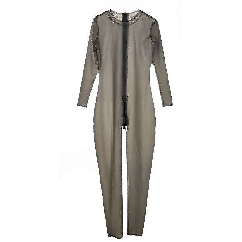 

New Latex Smoke Gray Bodysuit Rubber Gummi Catsuit Ganzanzug Halloween Playsuit Zentai S-XXL
