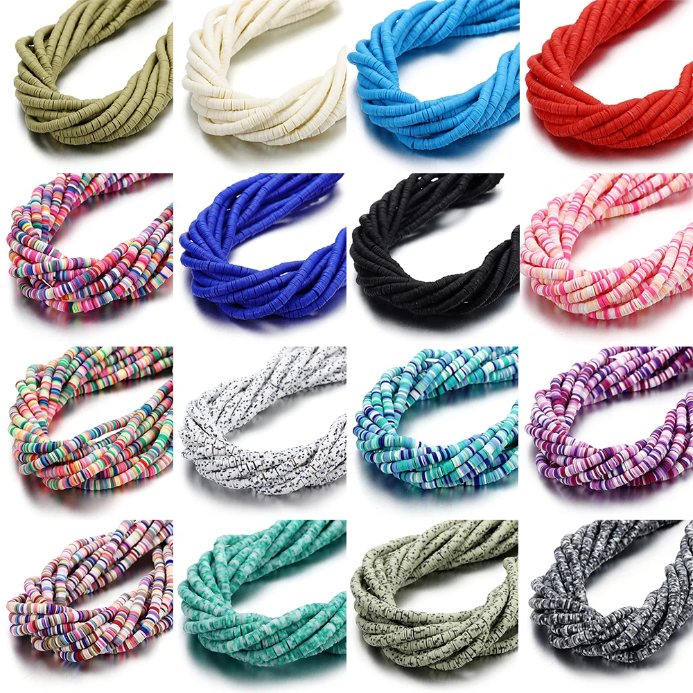 16Inch/Strip 6mm Flat Round Polymer Clay Beads Chip Disk Loose Spacer Boho Slice Beads for Handmade DIY Jewelry Making Bracelets
