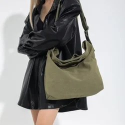 Hot Sale Army Green Canvas Messenger Bags Casual Bag Simple Zipper Handbag Female Large Capacity Tote Shoulder Bags High Quality