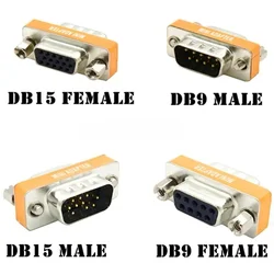 Metal Mini Serial Port 9Pin Display To DB15Pin Male Female Converter HD15/DB9 VGA (D-SUB, RGB)