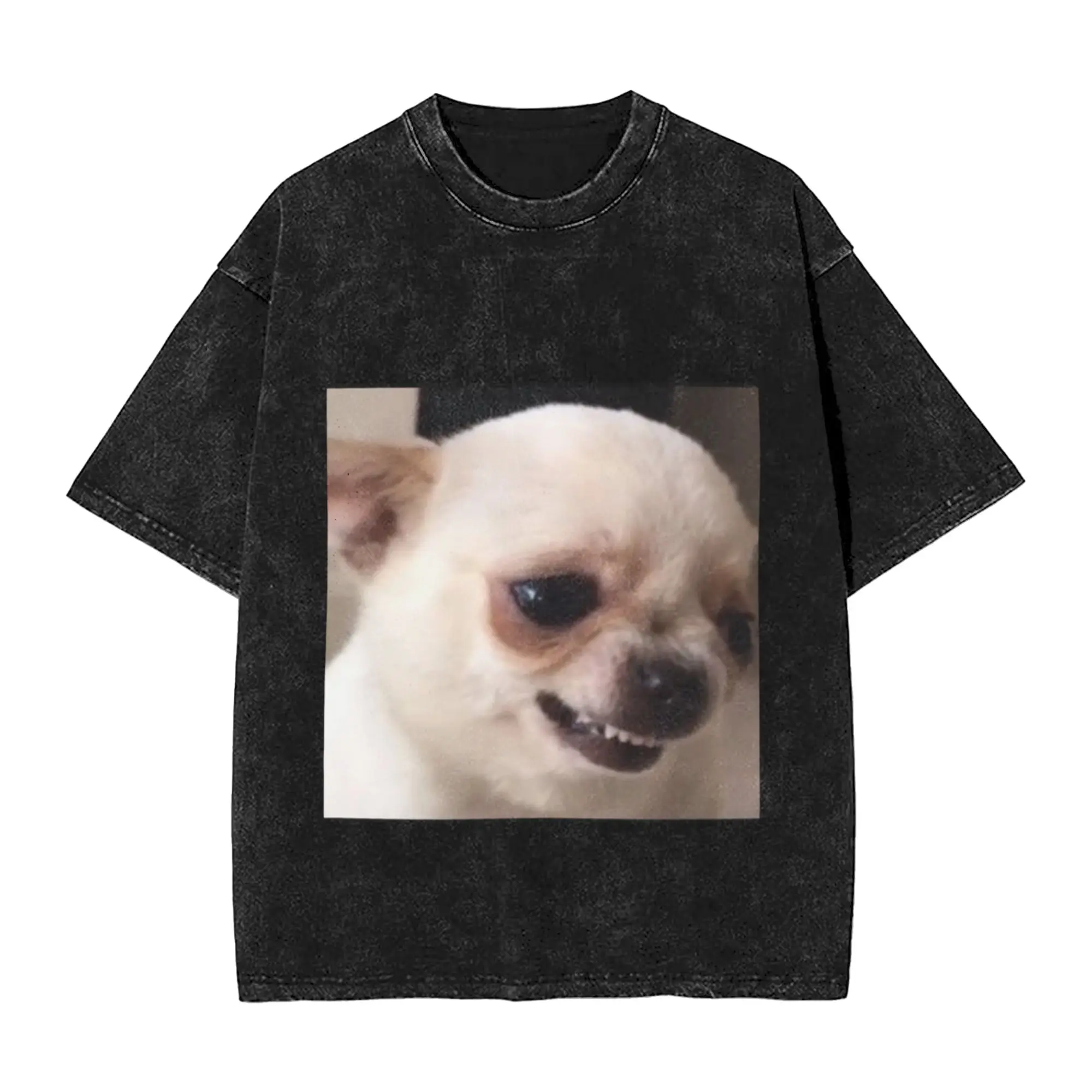 Dog chihuahua meme sticker Classic Stylish A Washed T Shirt Men's Women's Oversized Cotton Tees Tops