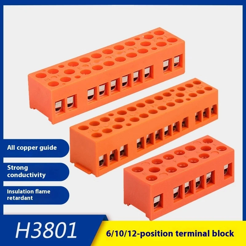 

H3801-6 10 12-bit Terminal Strip Wire Connector Base Type Terminal Block Strip