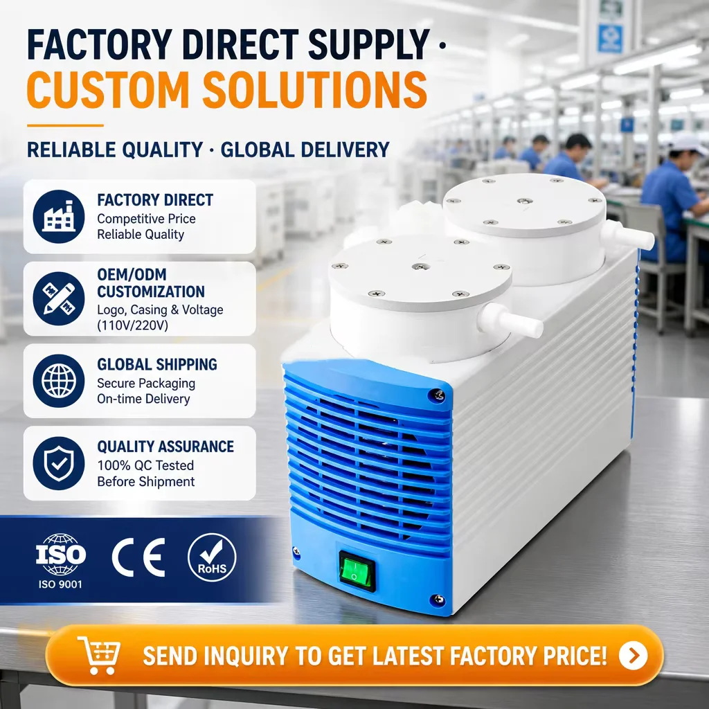 IKEME Chemistry Diaphragm Pump 25L/min 13mbar Vacuum Filtration Distillation Concentration PTFE Chemical Resistant Vacuum Pump view 3