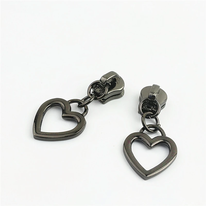 Heart Zipper Sliders For Nylon Zipper Tapes Metal Zippers Head Kits Purse Handbag Zips Pull DIY Craft Kit Accessories