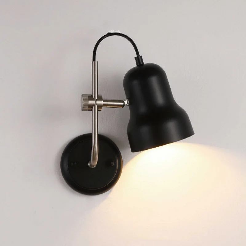 Czarna retro kinkiet sypialnia lampka nocna dekoracyjna gabinet Nordic lampa biurkowa z regulowanym kątem