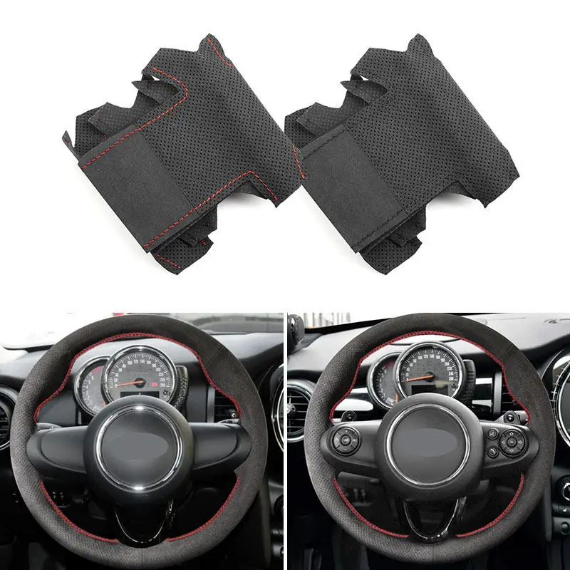 For MINI Cooper F54 F55 F56 F57 F60 R55 R56 R57 R58 R60 R61 R50 R52 R53 LOW-version Car Steering Wheel Cover Suede Leather Trim