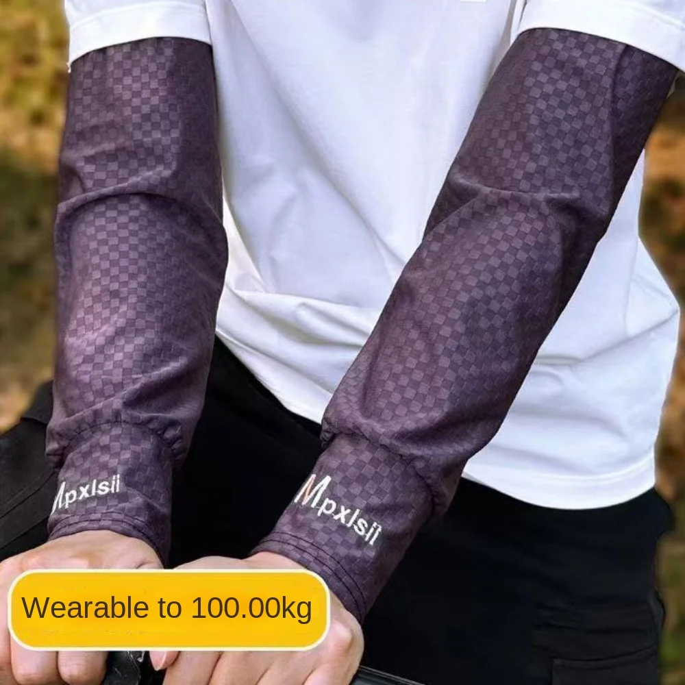 حماية الذراع بأكمام طويلة من الحرير الجليدي، أغطية ذراع واقية من الشمس شبكية مربعة الشكل، أكمام ثلجية عازلة للأشعة فوق البنفسجية، قفازات ركوب الدراجات في الهواء الطلق