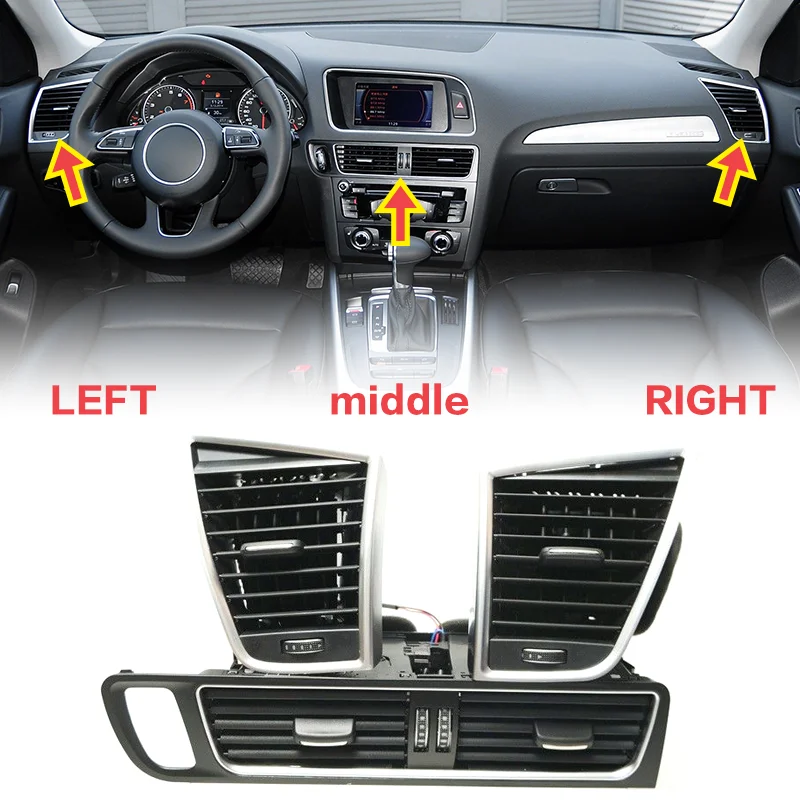 Car Front Dashboard Air Conditioning Vent Suitable for Audi Q5 2009-2018 Lhd Middle Left/Right Side Ac Vent Grille Assembly