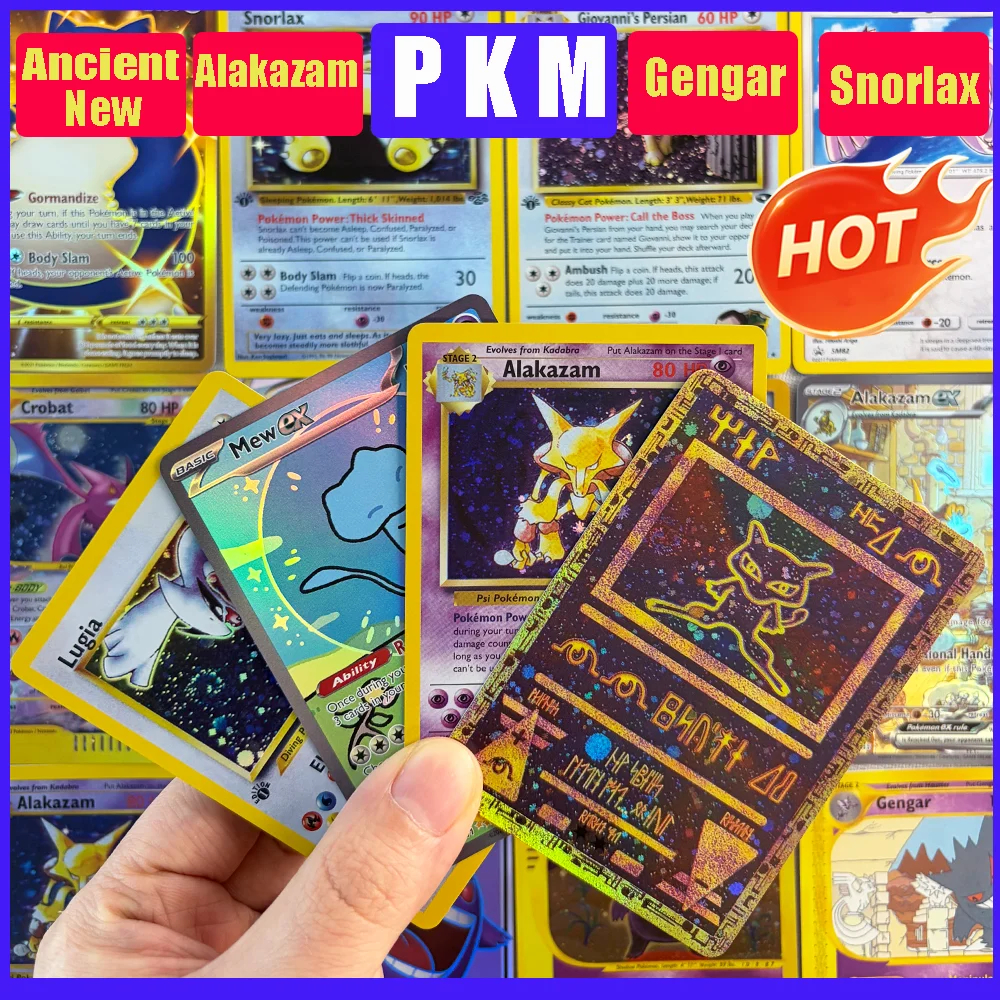 Cartão Proxy PKM Antigo e Novo Alakazam Gengar Snorlax Celebi Crobat Giovannis Persian Lugia Psychic PTCG / Cartão de Coleção