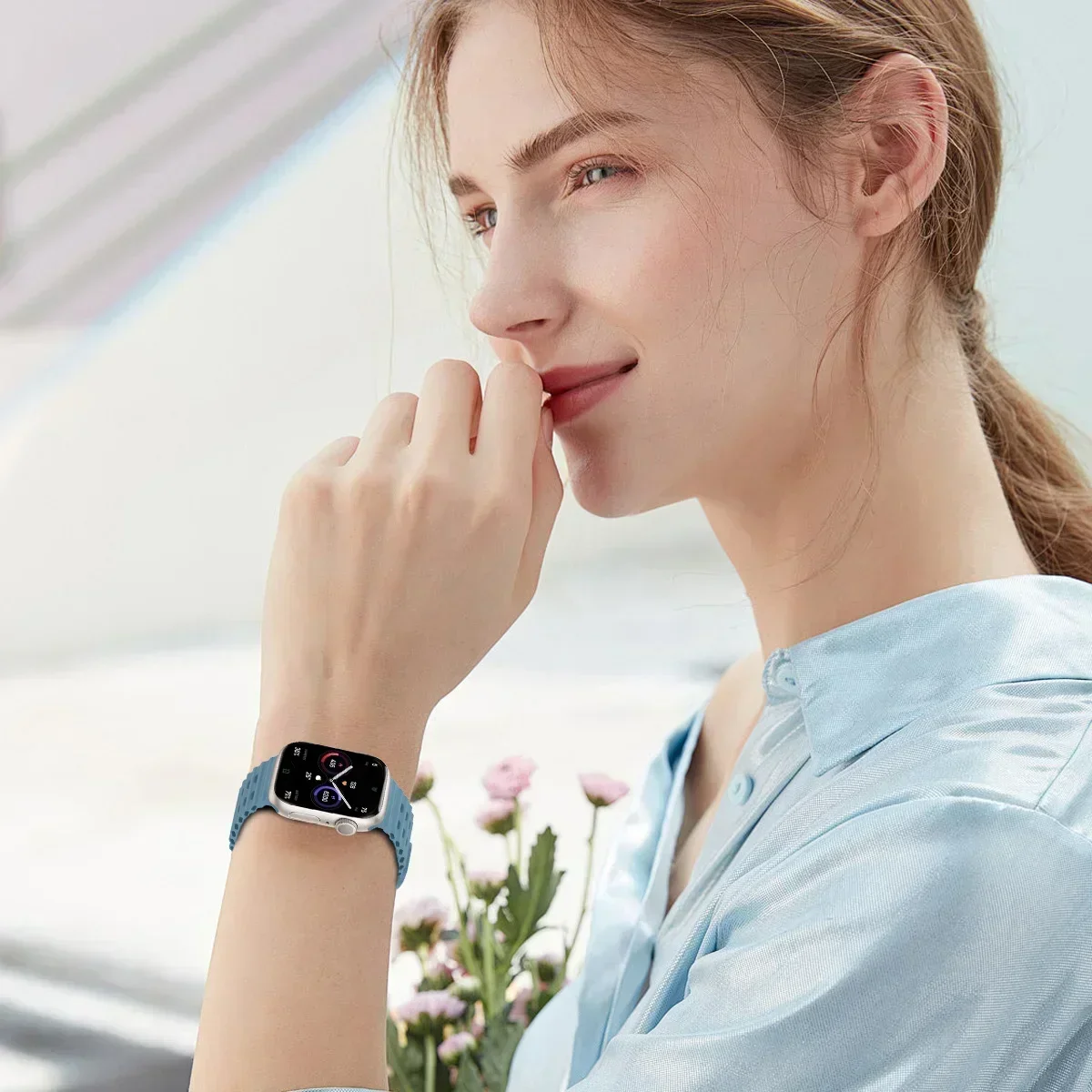 Silicone Strap for Apple Watch Ultra 2 49mm 46 45 44 42mm 38mm 41mm 40mm Sport Band for IWatch Series 9 8 7 6 SE 5 4 3 2 Correa image 5