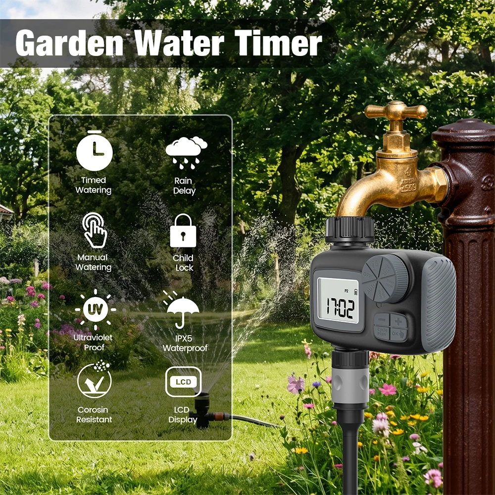 Automatic 1 way Water Timer For Garden Hose single outlet Sprinkler Timer Rain Delay Programmable Valve for Yard Lawn Faucet
