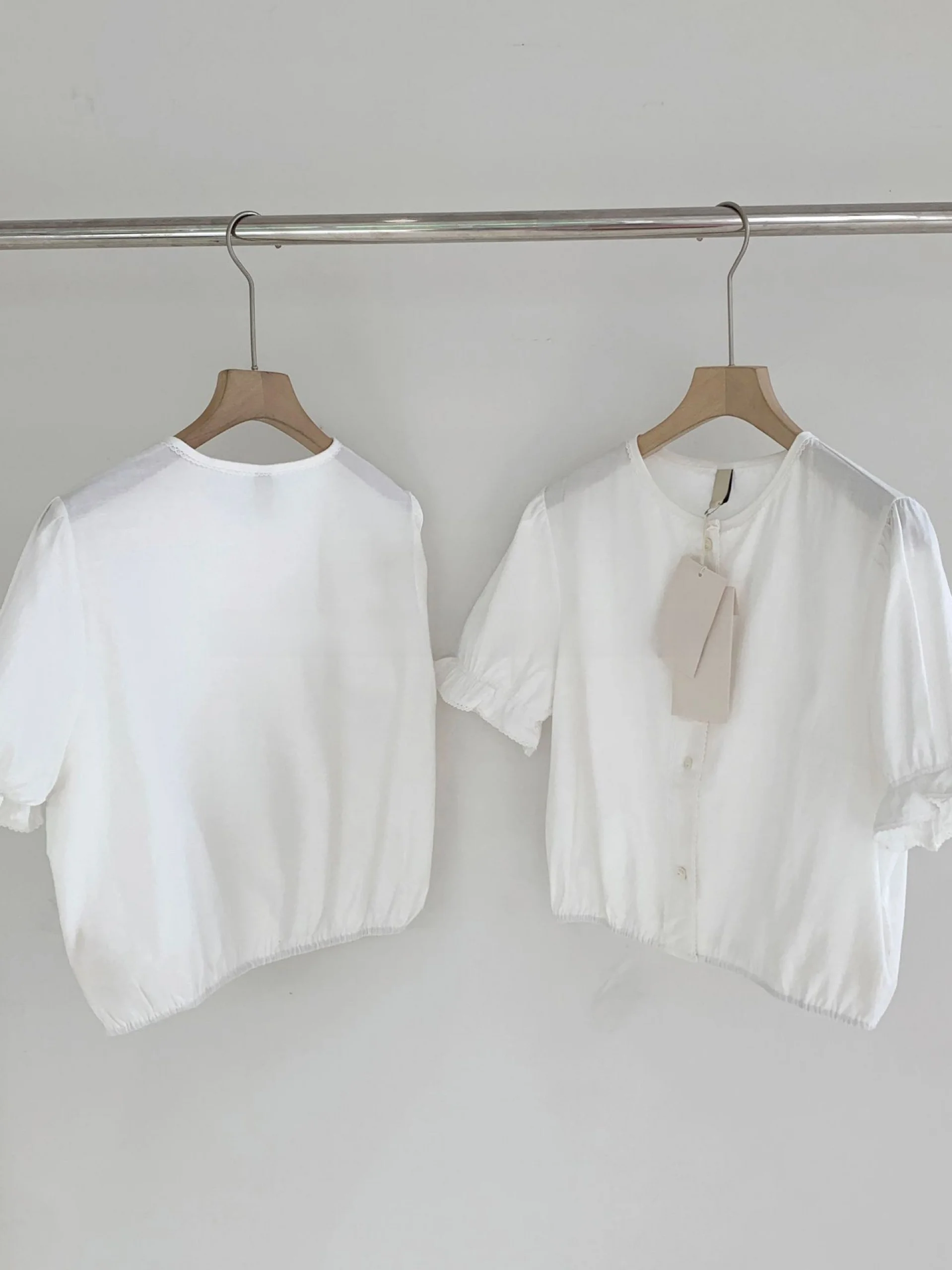 

Casual Howus Silk Linen Bubble Sve round Ne Single Button ort Sve irt Women's Faion Commute Sle High Waist